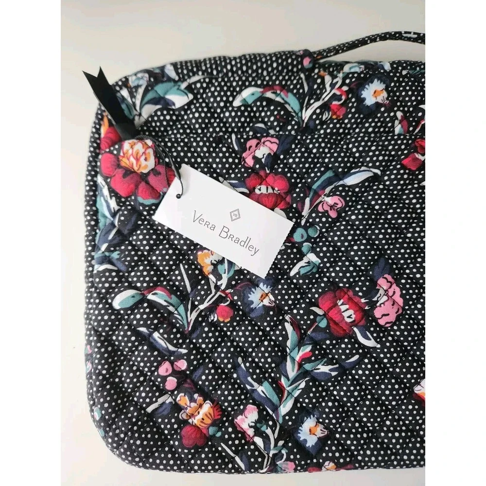 Vera‎ Bradley Womens Perennials Noir Dot Laptop Organizer Bag Floral Black Red